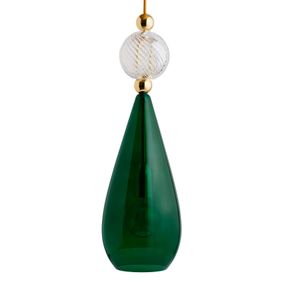 EBB & FLOW Smykke L zlatá zelená krištáľ swirl, Obývacia izba / jedáleň, krištáľové sklo, sklo, kov, textil, E27, 25W, K: 57cm
