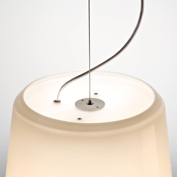 Prandina Marlene S1 závesná lampa, opálová biela, Obývacia izba / jedáleň, ručne fúkané sklo, E27, 20W, K: 32cm