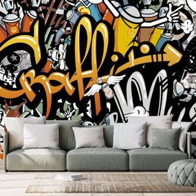 Tapeta graffiti na tehlovej stene - 300x200