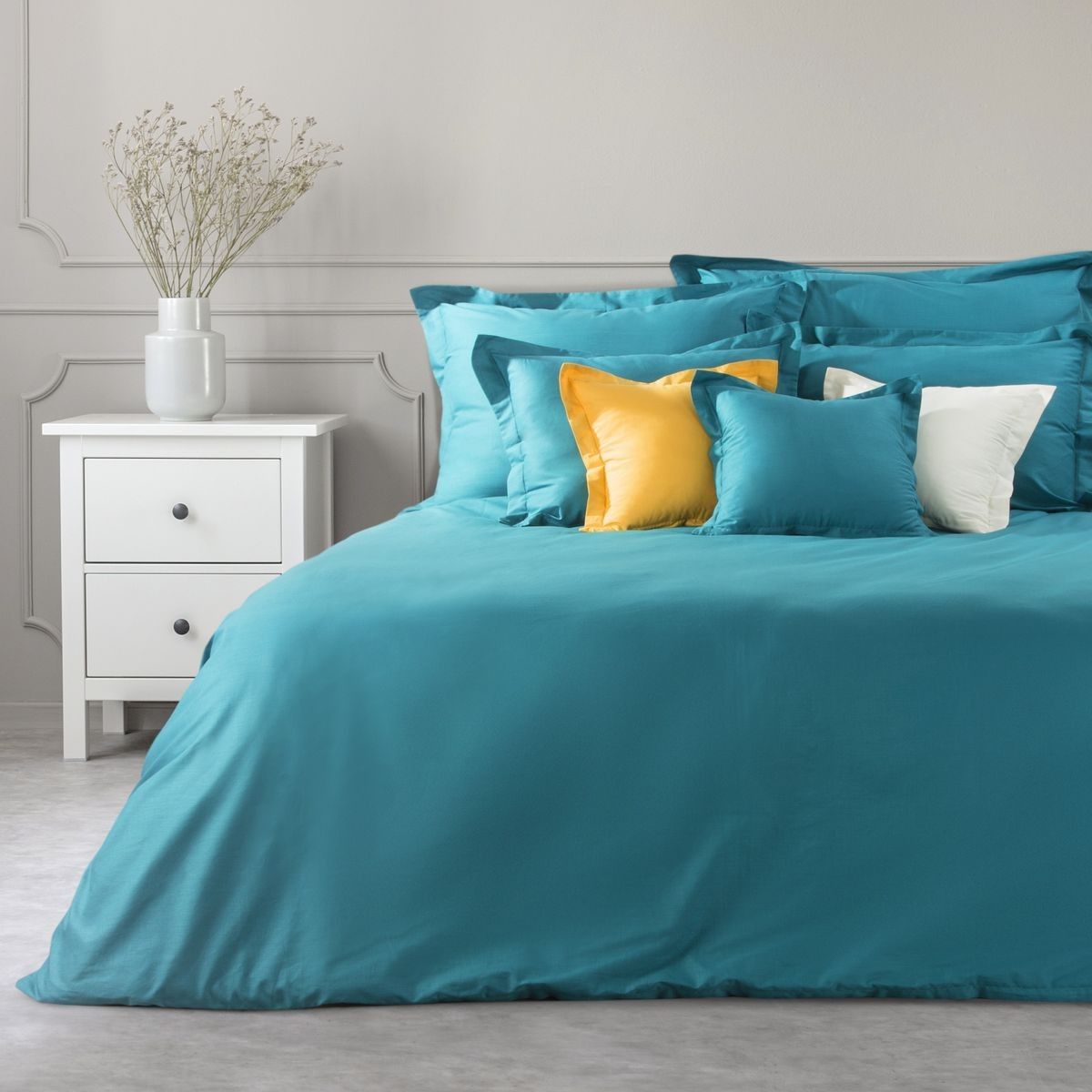 DomTextilu Tyrkysová posteľná obliečka na palón z bavlny so saténovým leskom 44699-208662