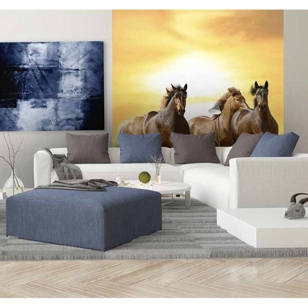 MS-3-0227 Vliesová obrazová fototapeta Horses in Sunset, veľkosť 225 x 250 cm