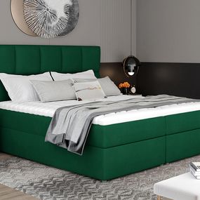 Čalúnená manželská posteľ s úložným priestorom Grosio 185 - tmavozelená