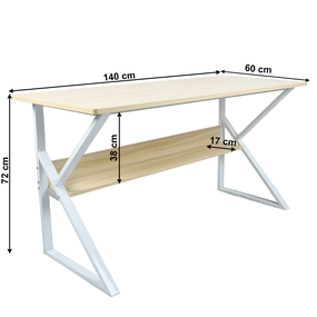 Písací stôl s policou, dub prírodný/biela, TARCAL 140