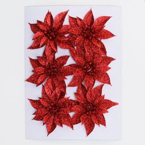 Vianočná Poinsettia plast. 8,5cm s/6 červená 8002434