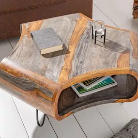 LuxD Dizajnový konferenčný stolík Lorelei, 70 cm, sheesham, sivý
