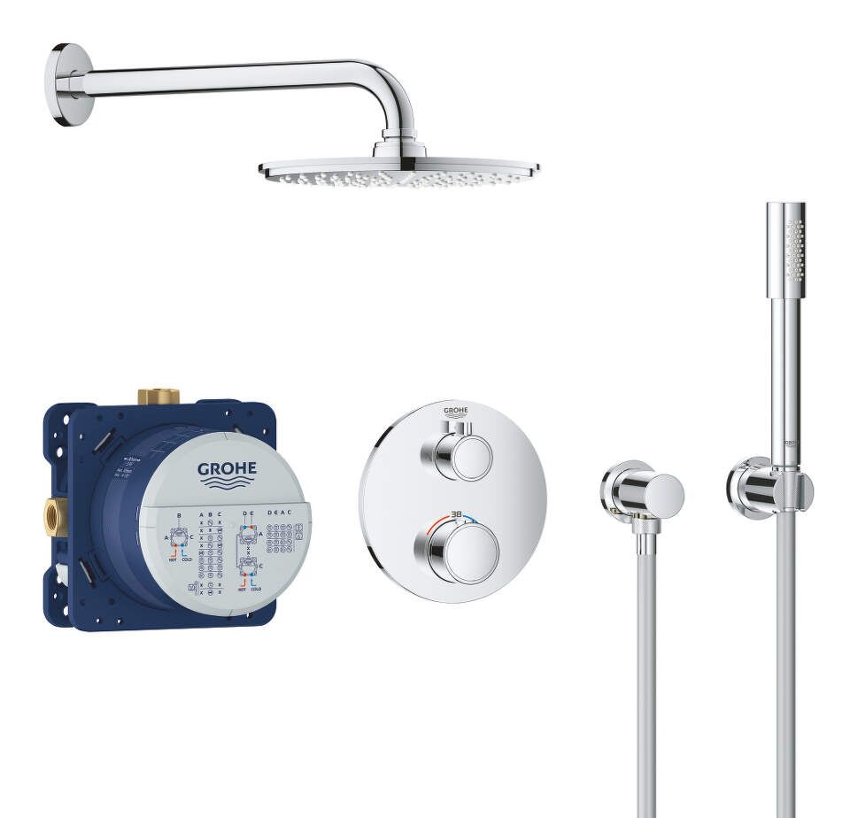 Grohe Grohtherm - Sprchová súprava Rainshower Cosmopolitan 210 s termostatom pod omietku, chróm 34732000