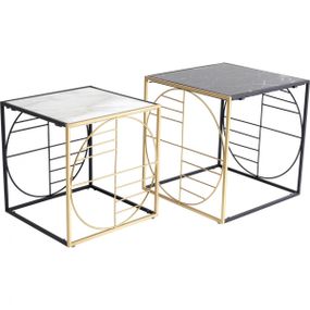 KARE Design Set dvou konferenčních stolků Techno Černý/Bílý