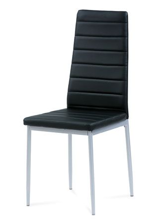 Autronic Jedálenská stolička, koženka čierna, sivý lak DCL-117 BK