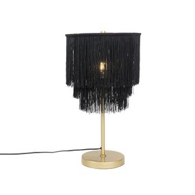Orientálna stolná lampa zlato-čierne tienidlo s strapcami - Franxa