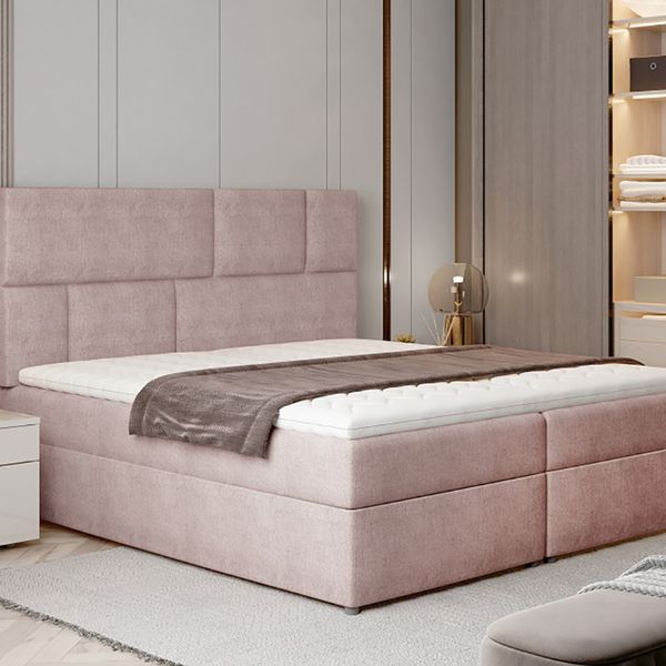 Čalúnená manželská posteľ s úložným priestorom Ferine 165 - ružová