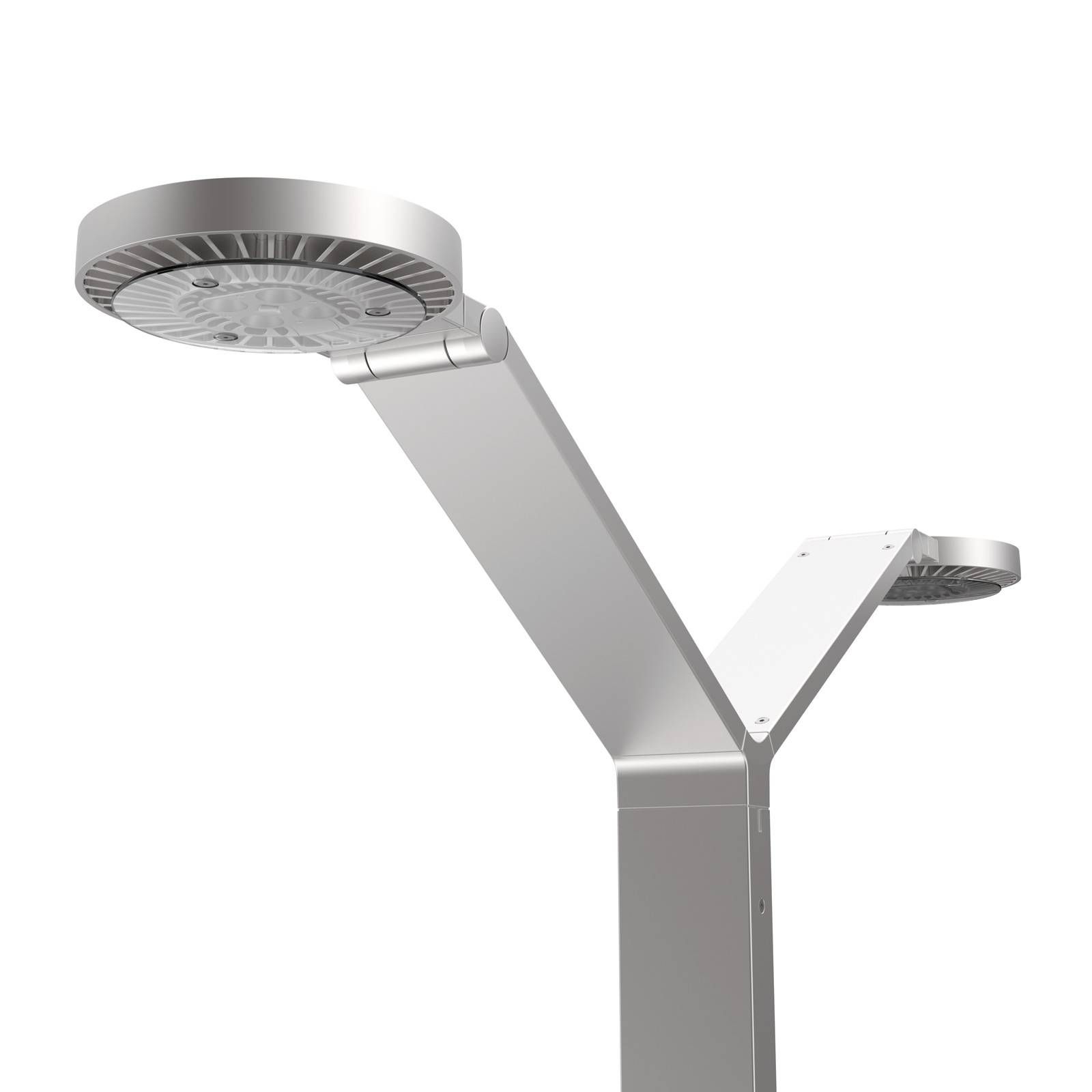 Luctra Floor Twin Radial stojaca LED lampa hliník, Pracovňa / Kancelária, hliník, zinok, oceľ, sklo, plast, 25W, P: 73 cm, L: 38 cm, K: 202.5cm