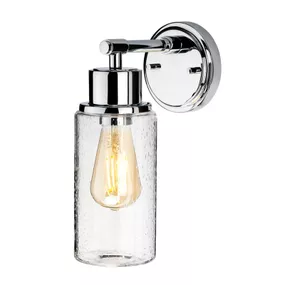 Elstead Nástenné svietidlo Morvah do kúpelní leštený chróm, Kúpeľňa, kov, štruktúrované sklo, E27, 60W, L: 30 cm, K: 12cm