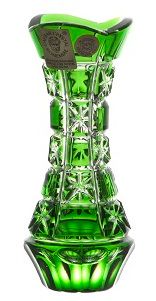 Krištáľová váza Lada, farba zelená, výška 104 mm