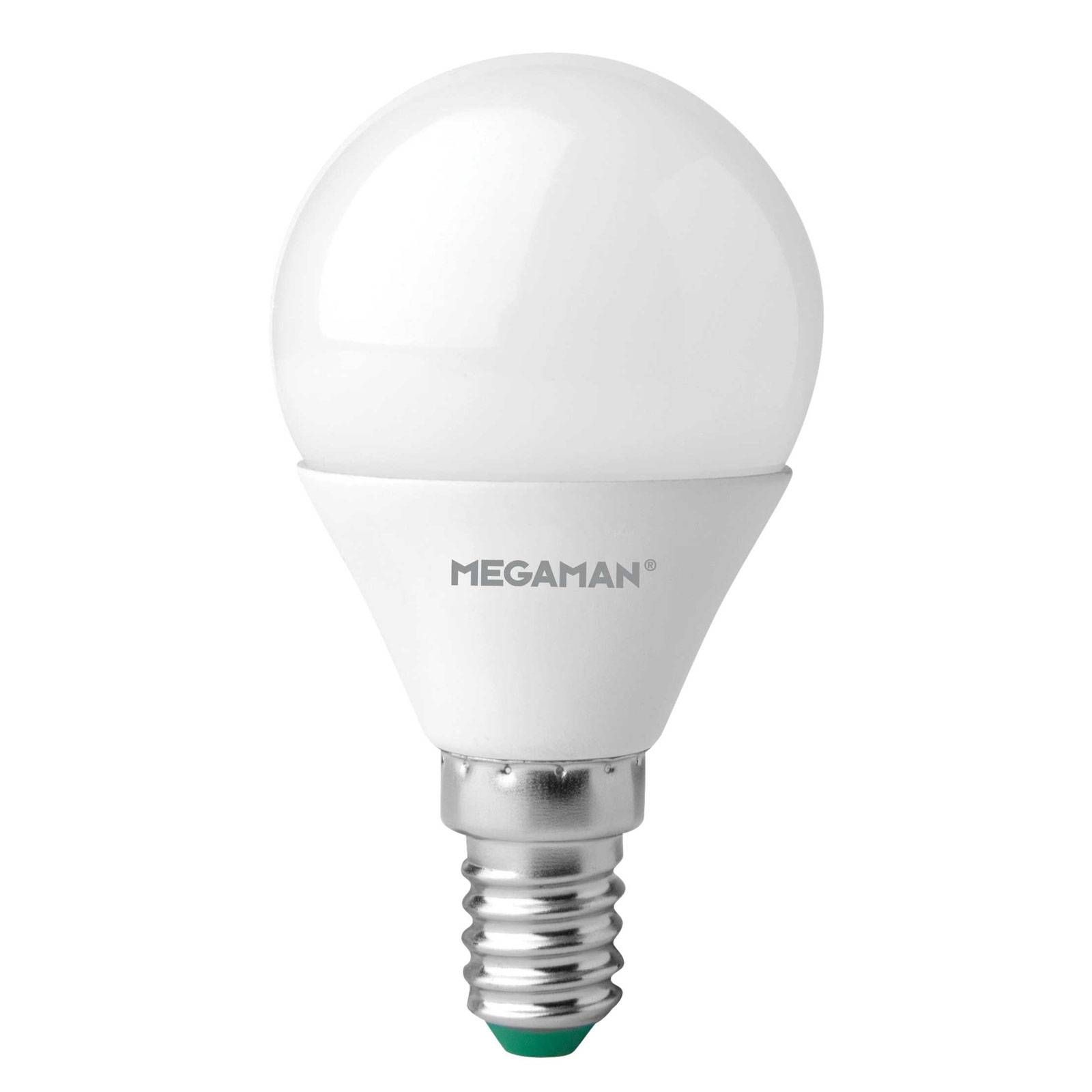 Megaman LED žiarovka E14 kvapka 4, 9W opál univerzál biela, E14, 4.9W, Energialuokka: F, P: 8.7 cm