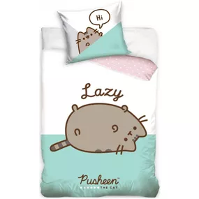 Carbotex · Bavlnené posteľné obliečky Lenivá mačička Pusheen - motív Lazy Cat - 100% bavlna Renforcé - 70 x 90 cm + 140 x 200 cm