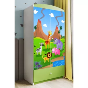 Dětská skříň Babydreams 90 cm safari zelená