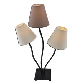 Näve Twiddle troj-plameňová stolná lampa hnedé odtiene, Obývacia izba / jedáleň, látka, kov, E14, 40W, K: 67cm