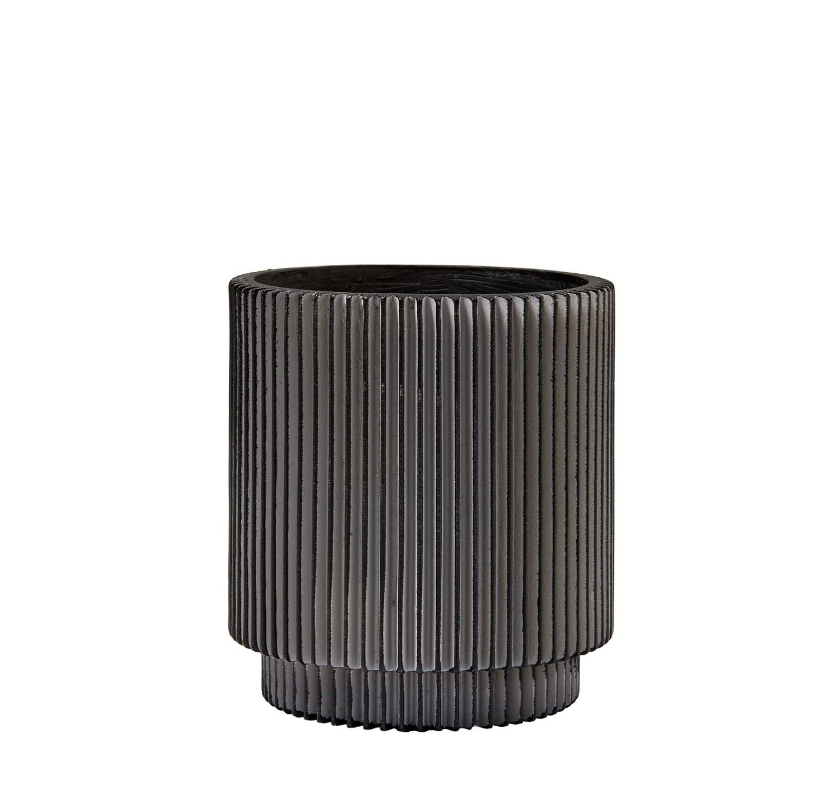 Obal na kvetináč Cylinder Groove, Black, 12 cm