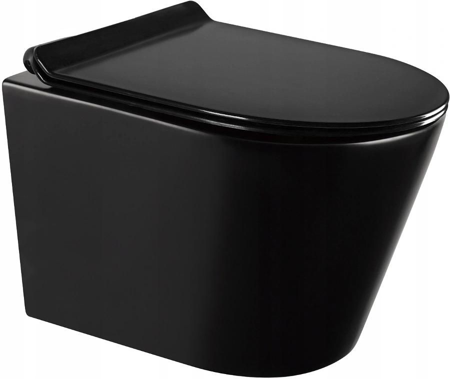 MEXEN/S - Rico Závesná WC misa Rimless vrátane sedátka s slow-slim, Duroplast, čierna mat 30720185