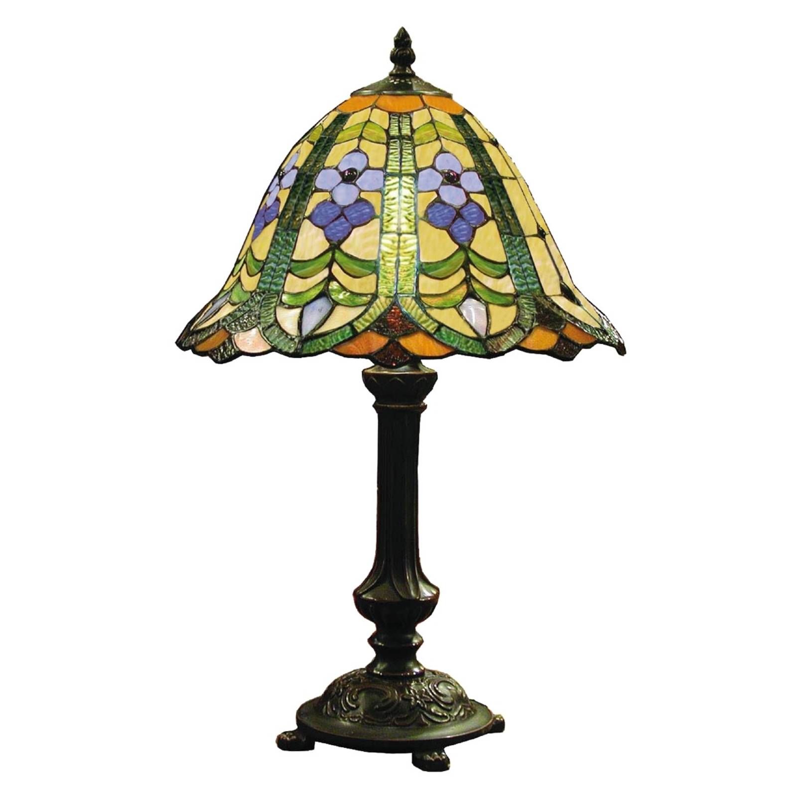 Clayre&Eef Kvetinová stolná lampa Eleanor v štýle Tiffany, Obývacia izba / jedáleň, sklo, polyrezín, E27, 40W, K: 48cm