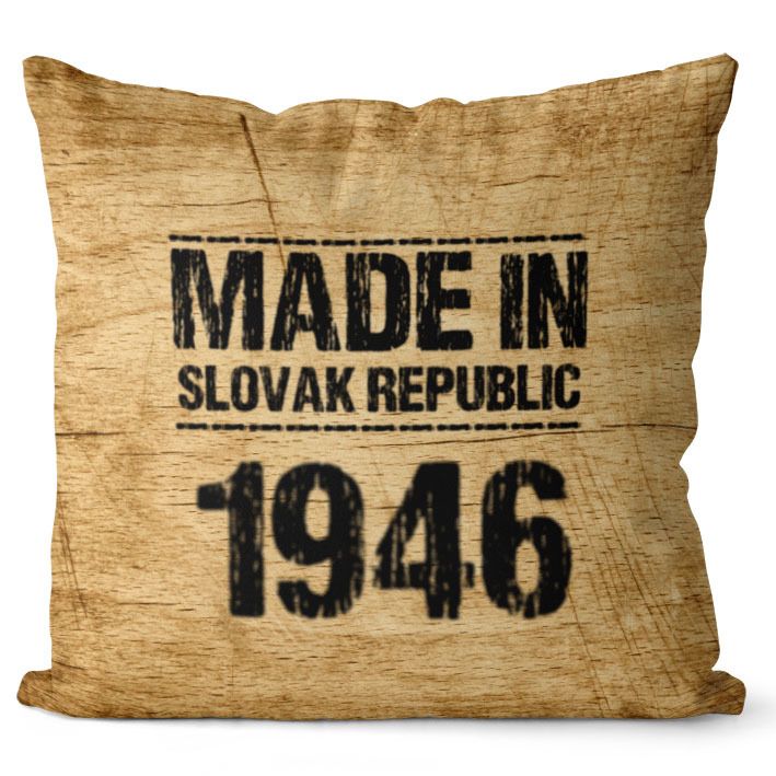 Vankúš Made In + rok (Veľkosť: 55 x 55 cm, rok: 1946)