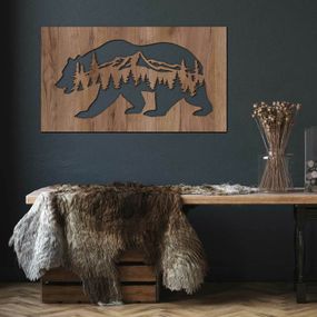 Drevený obraz na stenu - Medveď a hory