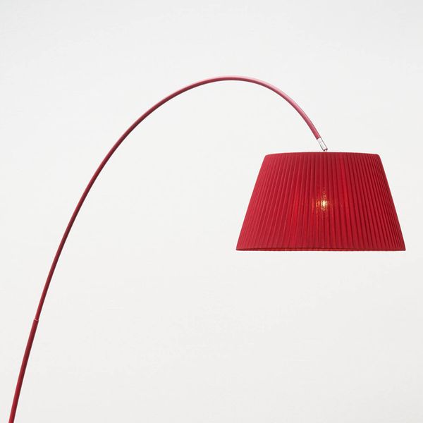 Lam Oblúková stojaca lampa Marion v červenom, Obývacia izba / jedáleň, oceľ, textil, E27, 150W, K: 200cm