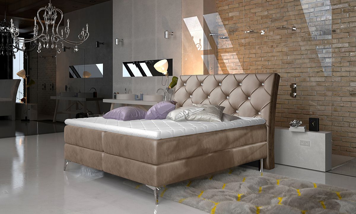Čalúnená manželská posteľ s úložným priestorom Amika 180 - hnedá