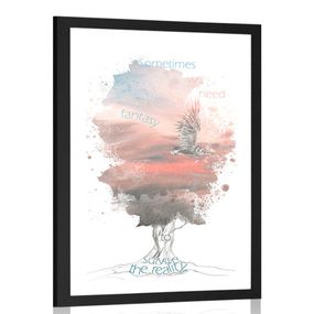 Plagát s paspartou motivačný citát o fantázii - 30x45 silver