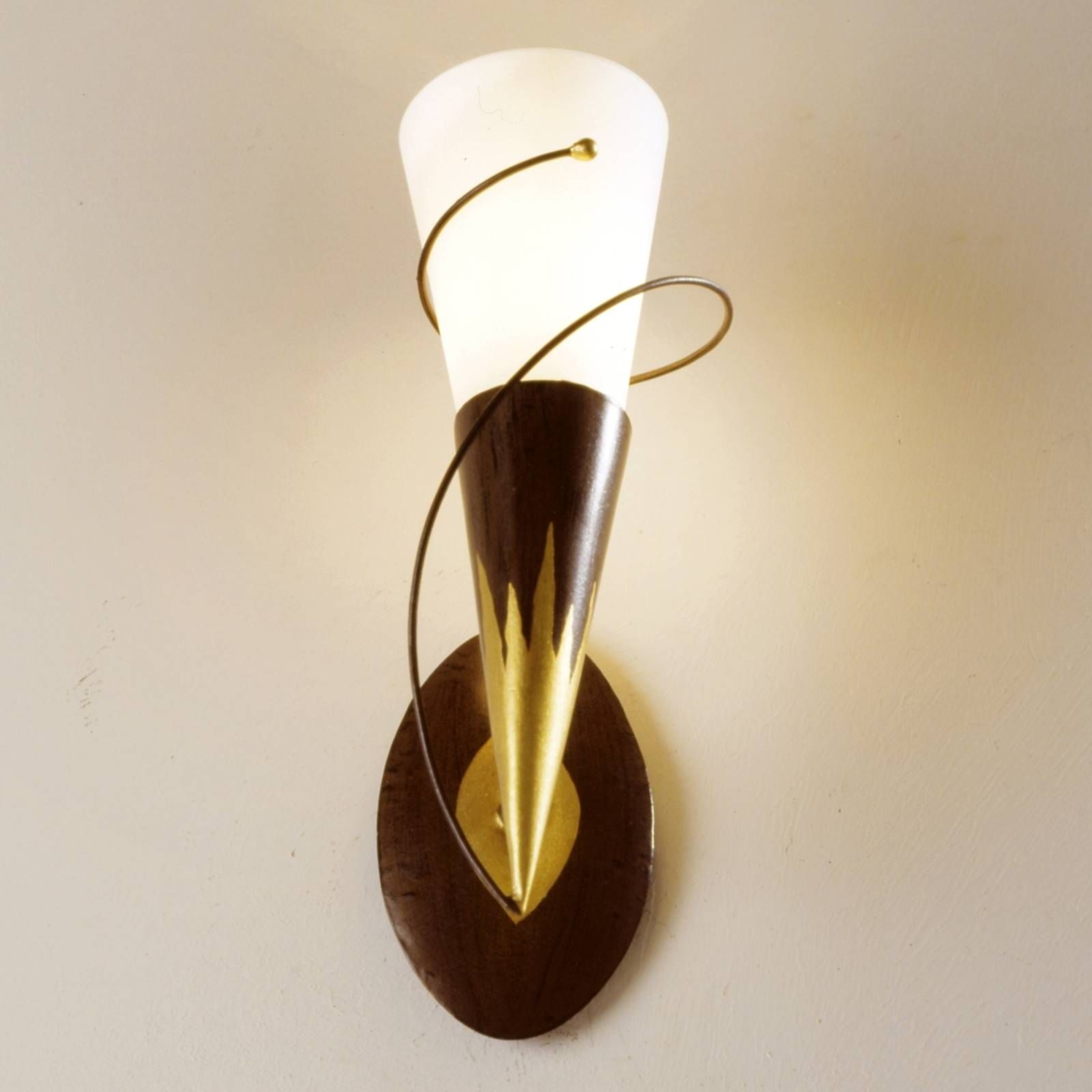 Holländer 1-plameňové nástenné svietidlo Torcia Spirale, Obývacia izba / jedáleň, železo, sklo, E14, 60W, L: 10 cm, K: 31cm