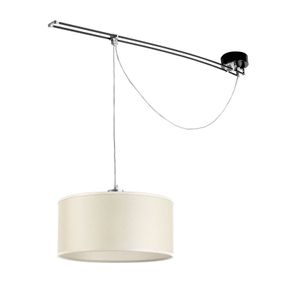 Lumina Moove závesná lampa 1-plameňová, slonovina, Obývacia izba / jedáleň, oceľ, uhlíkové vlákno, textil, hliník, E27, 75W, K: 25cm