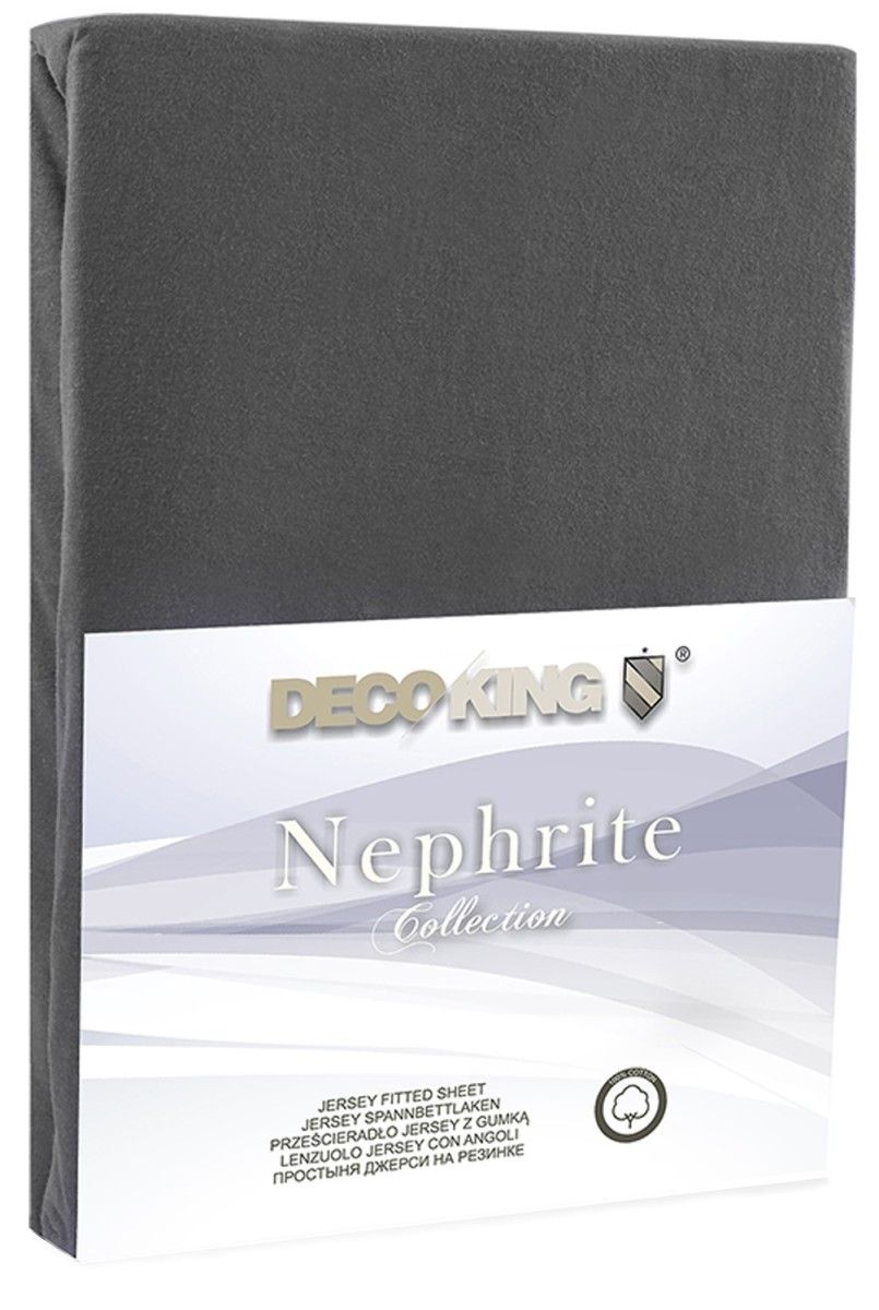 Bavlnené jersey prestieradlo s gumou DecoKing Nephrite sivé