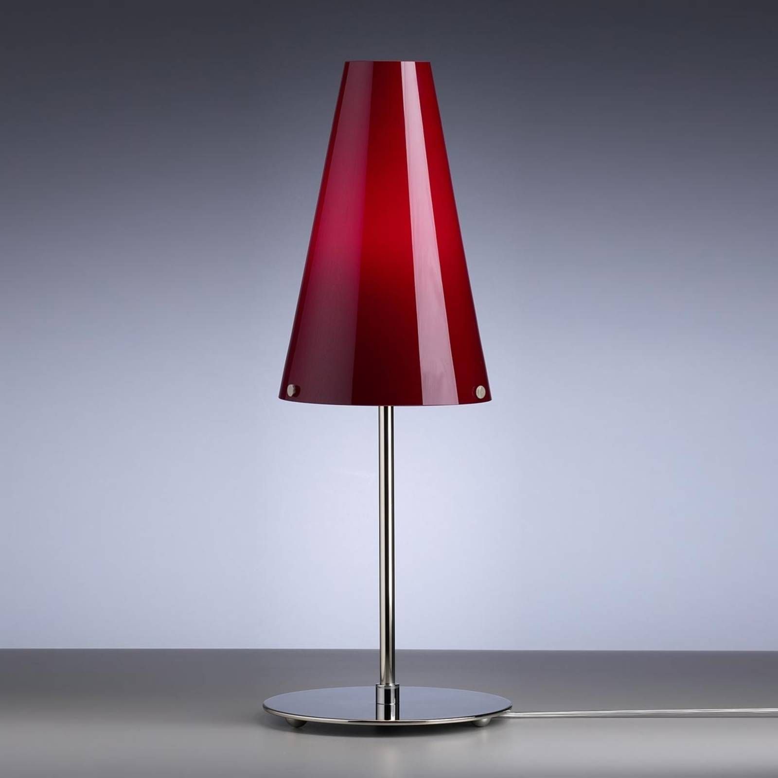 TECNOLUMEN Walter Schnepel stolná lampa červená, Obývacia izba / jedáleň, poniklovaný kov, sklo, E27, 75W, K: 55cm