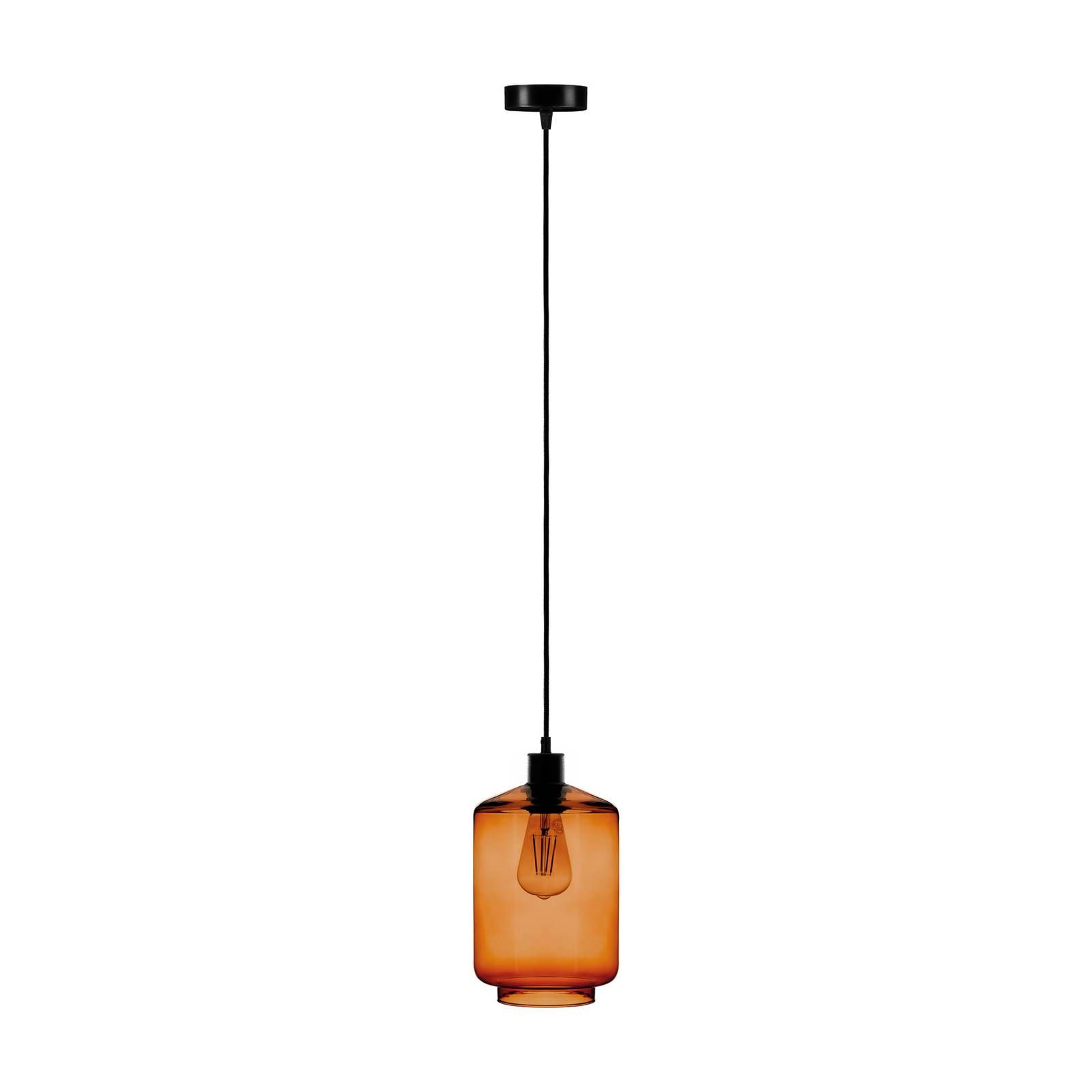 Euluna Závesná lampa Tube sklenené tienidlo jantár Ø 17cm, Obývacia izba / jedáleň, sklo, kov, E27, 60W, K: 25.5cm