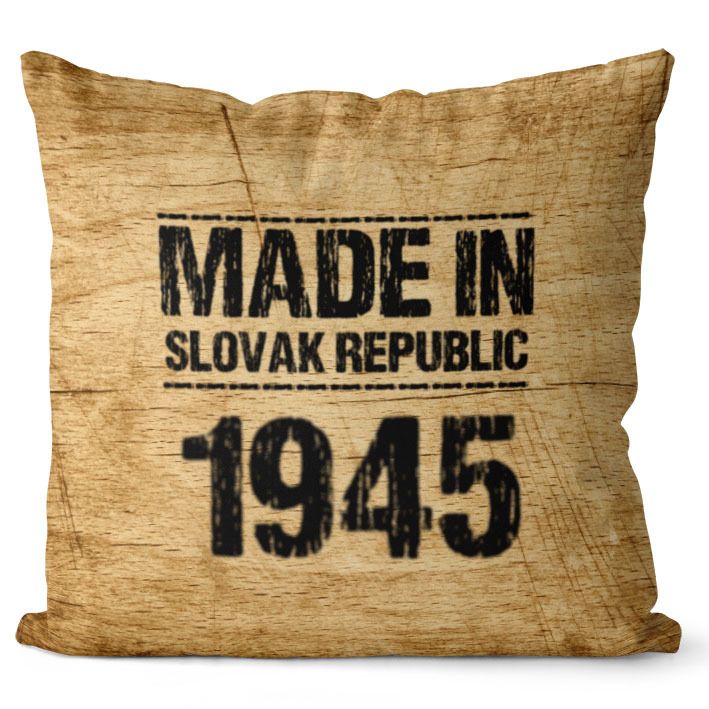 Vankúš Made In + rok (Veľkosť: 55 x 55 cm, rok: 1945)