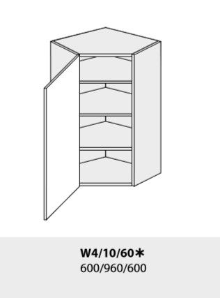 ArtExt Kuchynská linka Quantum Kuchyňa: Horná rohová skrinka W4/10/60 /(ŠxVxH) 60 x 96 x 60 cm (korpus grey,lava,biela)