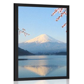 Plagát výhľad z jazera na Fuji - 60x90 black