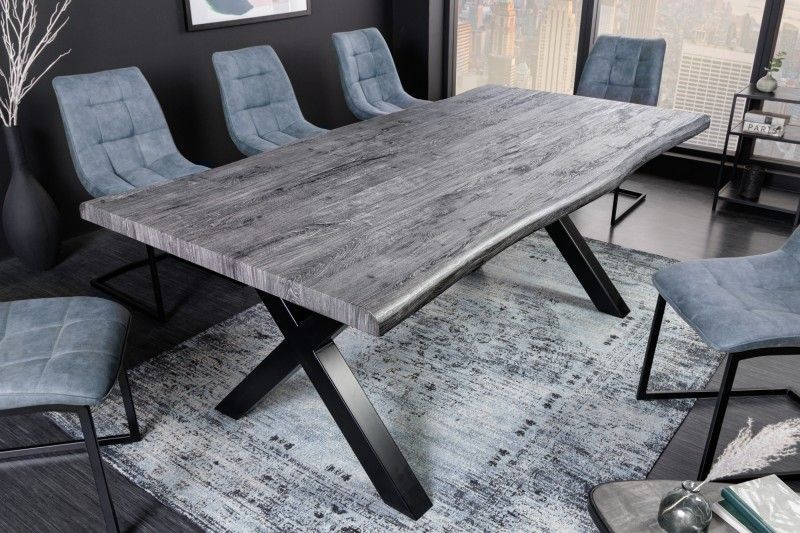 Estila Industriálny jedálenský stôl Garret z dreva v prevedení divoký dub sivej farby a s čiernymi nohami 160cm