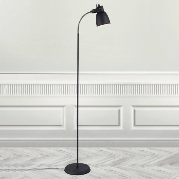 Nordlux Stojaca lampa Adrian z kovu, čierna, Obývacia izba / jedáleň, kov, E27, 25W, K: 151cm