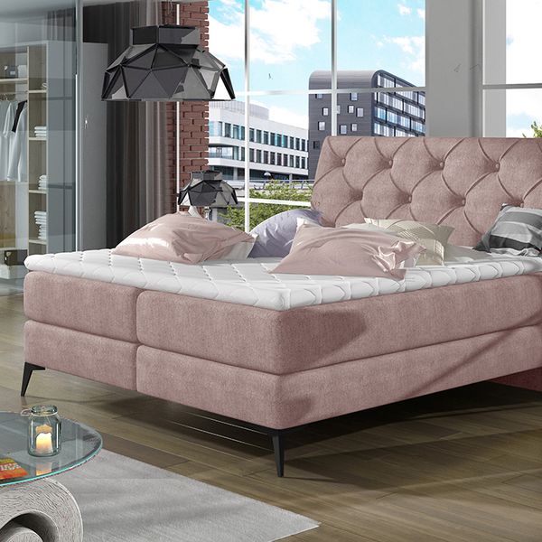 Čalúnená manželská posteľ s úložným priestorom Lazio 160 - ružová (Omega 91)