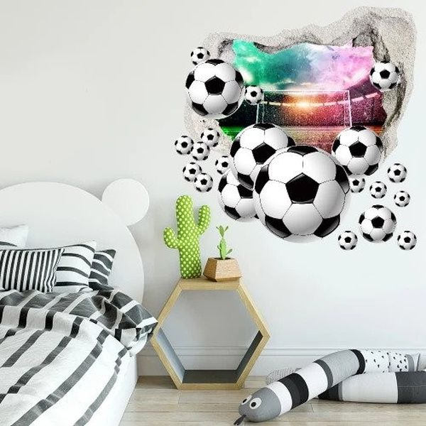 DomTextilu Nálepka na stenu 3D futbalové lopty s pozadím štadióna 75 x 75 cm