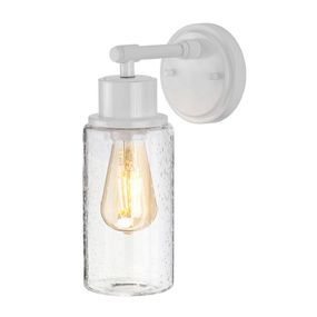 Elstead Nástenné svietidlo Morvah do kúpelní v bielej, Kúpeľňa, kov, štruktúrované sklo, E27, 60W, L: 30 cm, K: 12cm