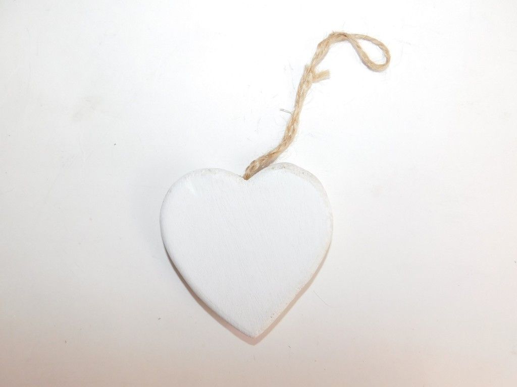 Dekorácia srdce biele 8cm