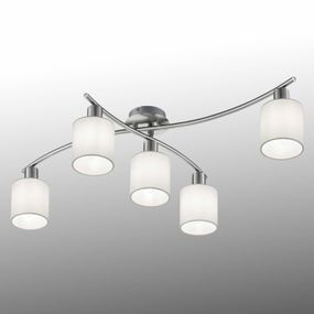 Trio Lighting Tienidlá z bielej látky – stropné svietidlo Garda, Obývacia izba / jedáleň, kov, textil, E14, 25W, P: 75 cm, L: 44.2 cm, K: 22cm