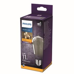 Philips 8718699759650 LED žiarovka classic E27 2,3W/11W 100lm ST64 1800K smoky