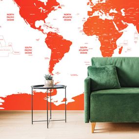 Samolepiaca tapeta mapa sveta s jednotlivými štátmi v červenej farbe - 450x300