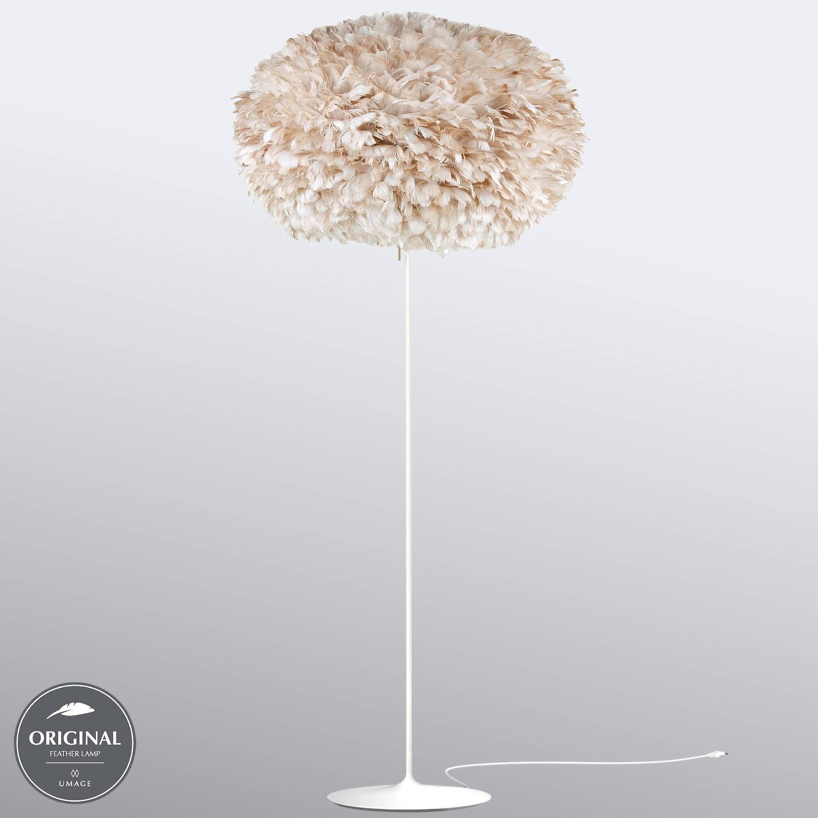 UMAGE Eos X-large stojaca lampa svetlohnedá, Obývacia izba / jedáleň, husacie perie, hliník, oceľ, MDF, ABS, papier, E27, 15W, K: 185cm