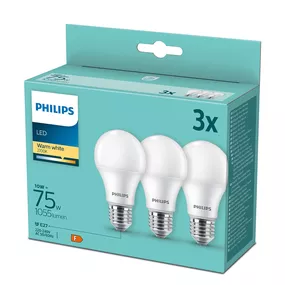 Philips 8718699775544 LED žiarovka E27 10W/75W 1055lm A60 2700K 3-set