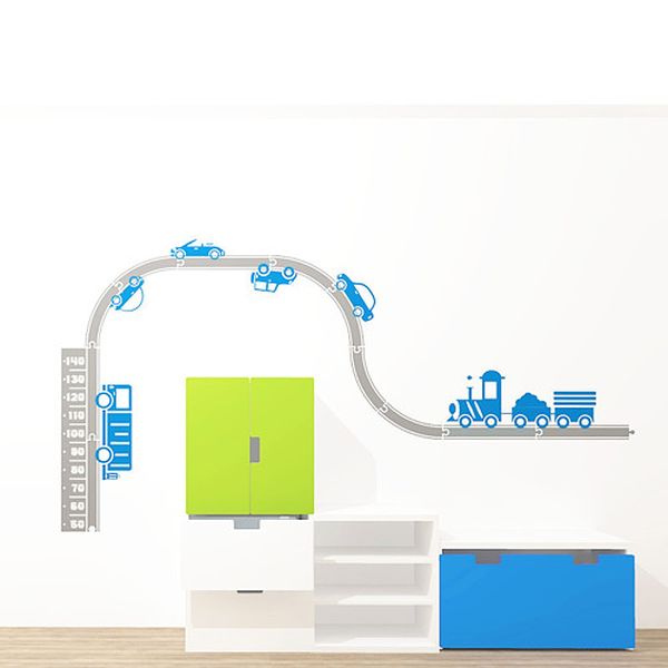Pieris design Meter s vlakovou traťou pastelová modrá