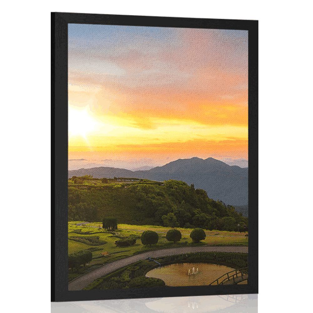 Plagát ranný východ slnka nad Thajskom - 30x45 black